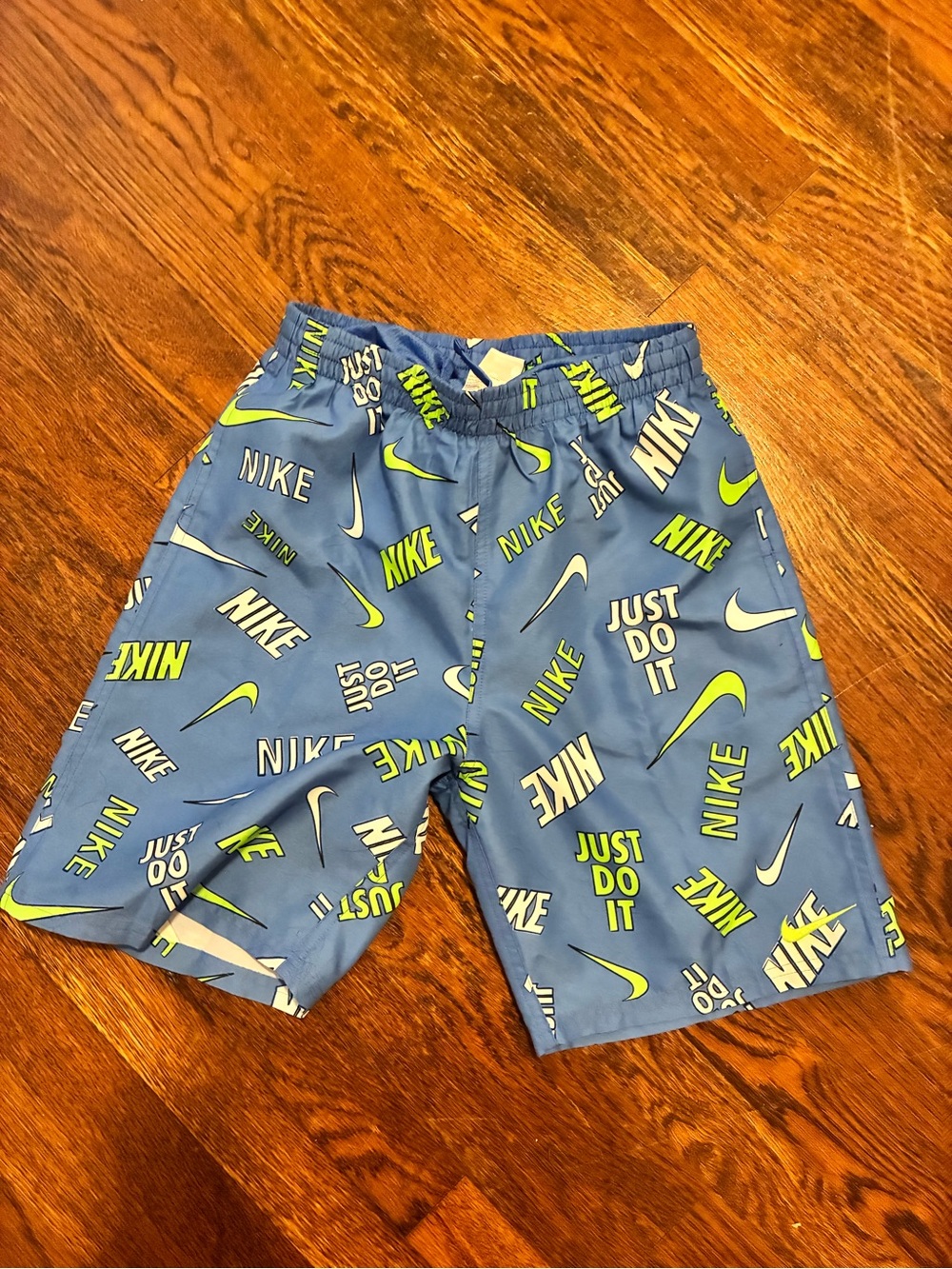 Nike Blue Boys' Graphic Logo Swim Shorts with Neon Accents - Picture 3 of 3